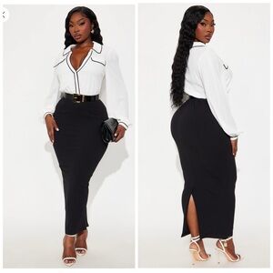 Fashion Nova Black and White Pencil Dress